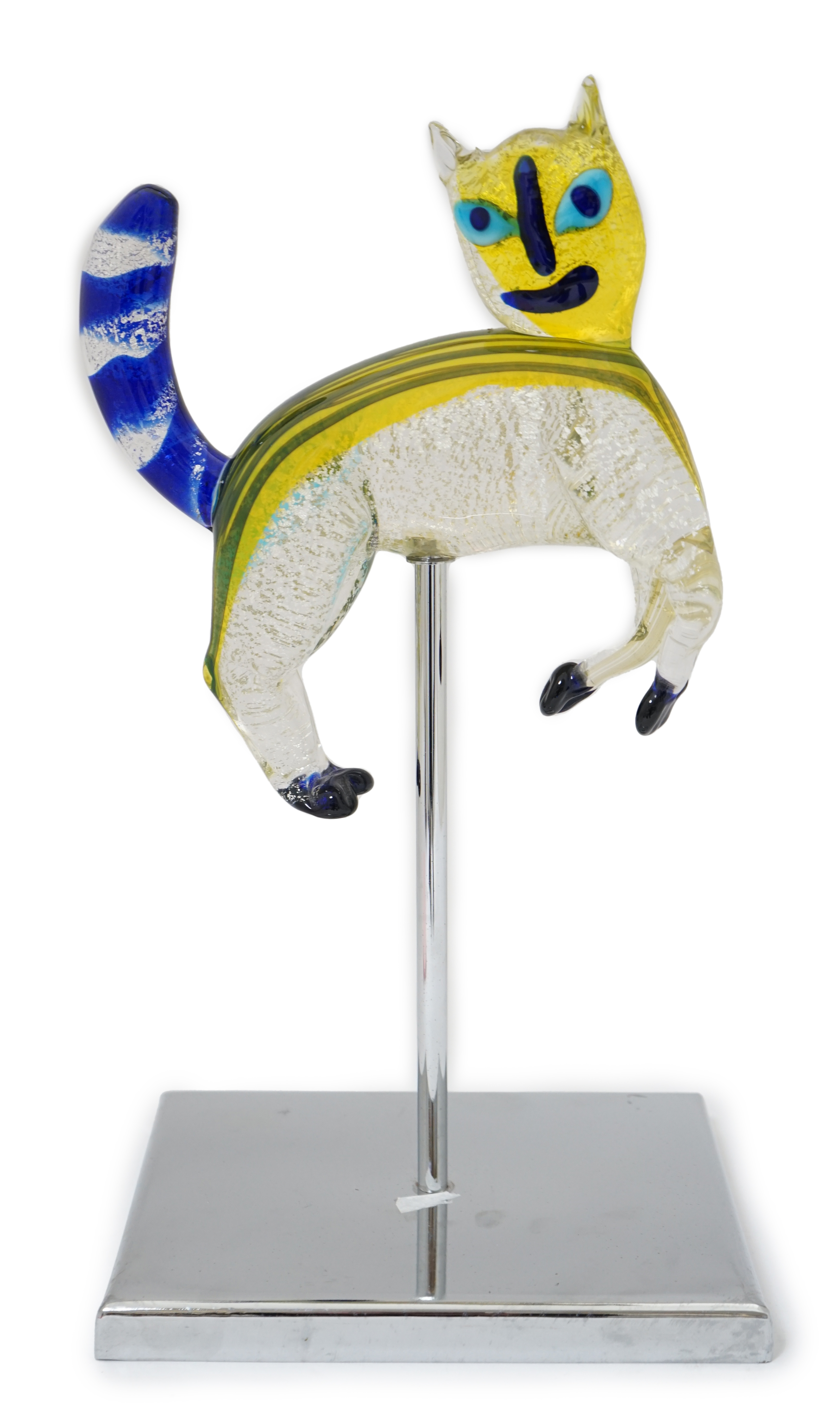 A Murano cat on stand, manner of Alfredo Barbini